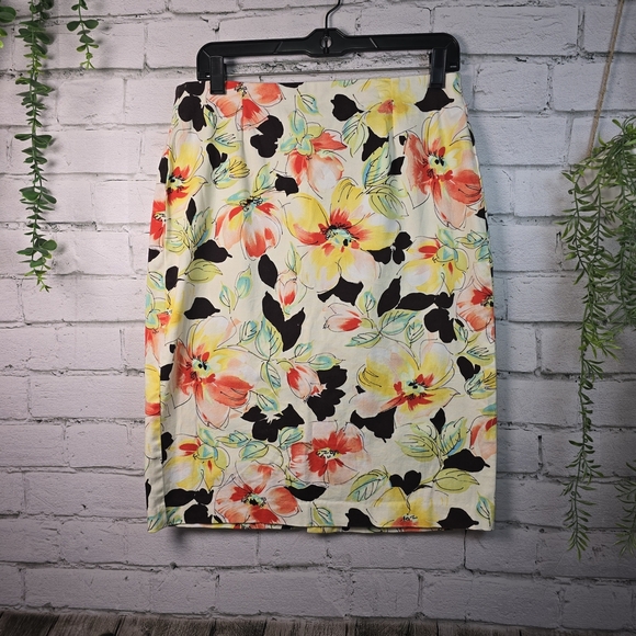 Vibrant Floral Pencil Skirt  HAS STRETCH VINTAGE WOMENS SIZE 10 - Picture 1 of 5